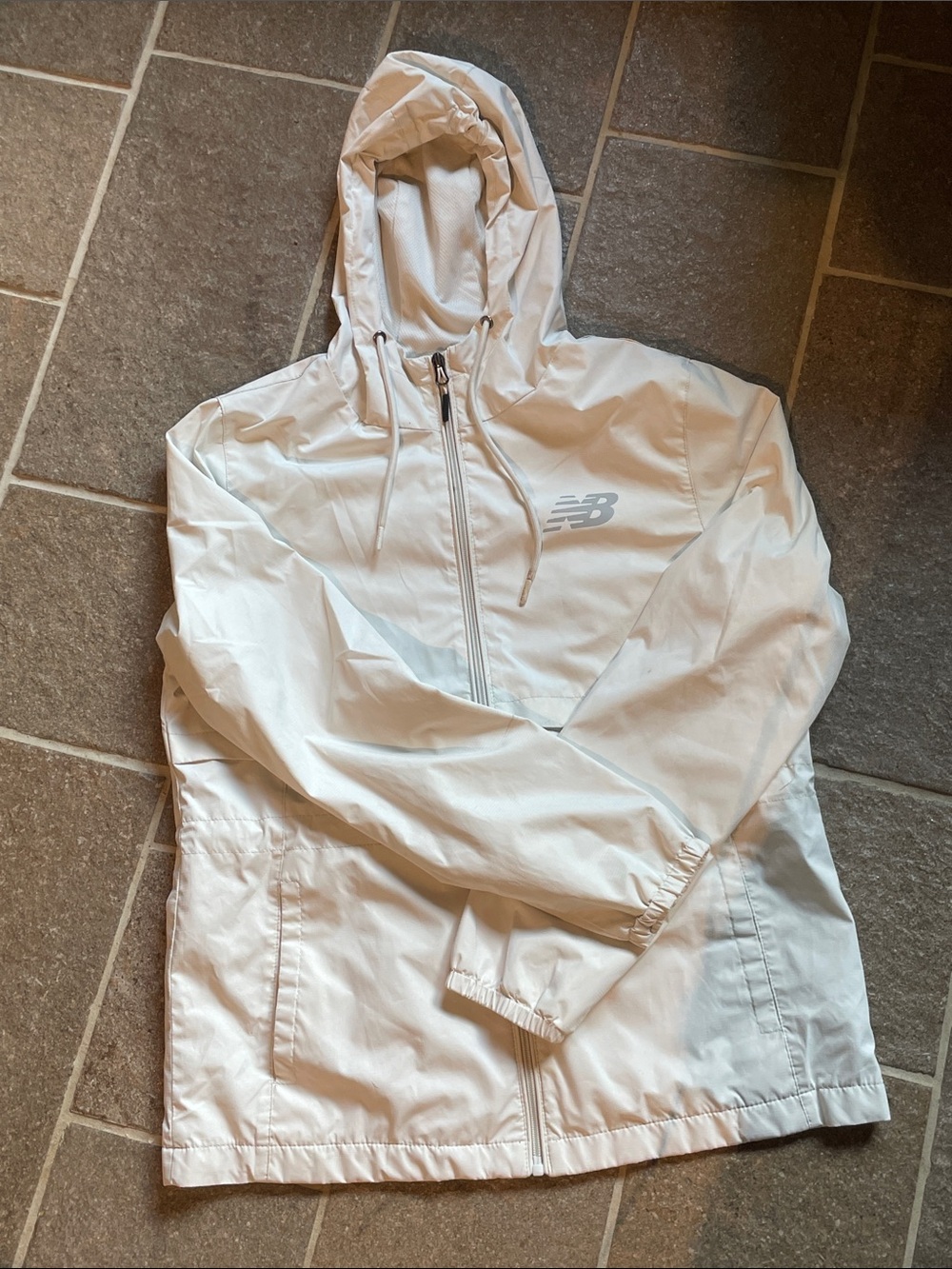 New Balance White Hooded Windbreaker Jacket for Women